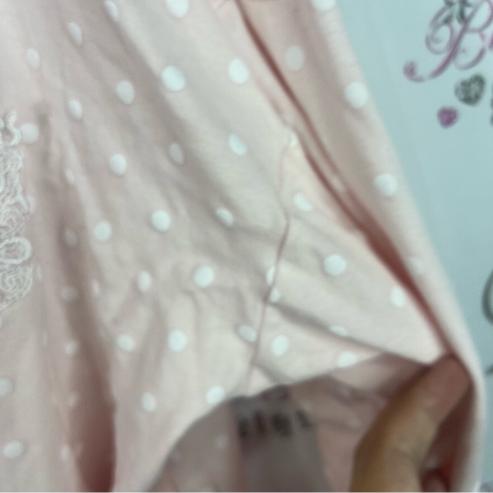 Aria button up long sleeve lace detail baby Light Pink Polka Dot Top - Picture 5 of 9